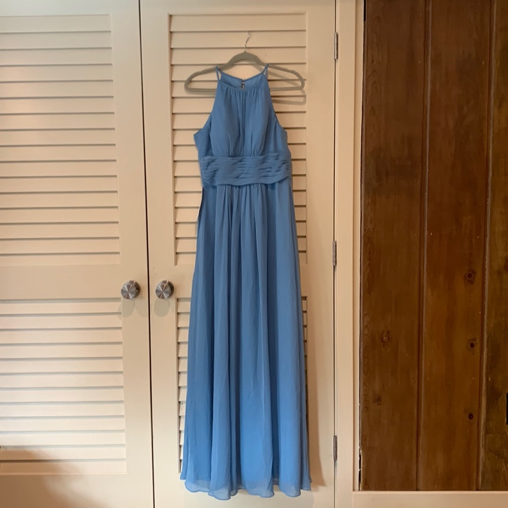 Azazie light blue formal dress